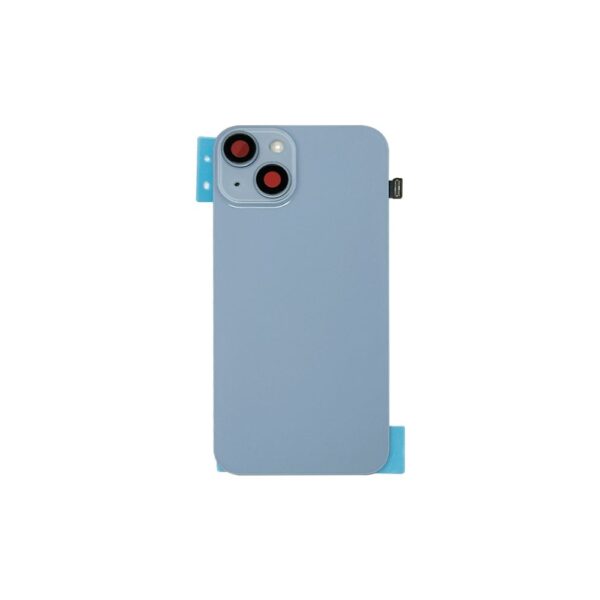 Back Glass w/ Camera Lens / Steel Plate / Wireless NFC Charging MagSafe Magnet / Flashlight Flex for iPhone 14 (No Logo) (Blue)