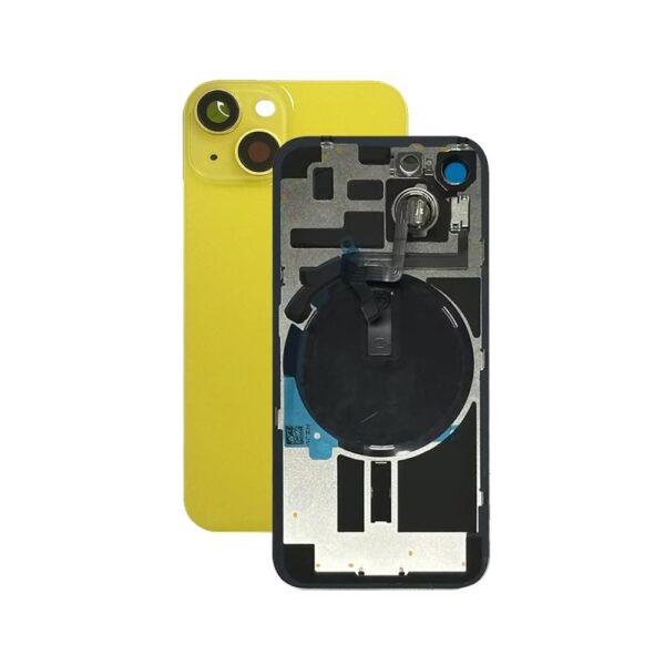 Back Glass w/ Small Parts for iPhone 14 (US Version) (Grade A) (Yellow)