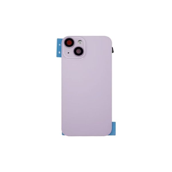 Back Glass w/ Camera Lens / Steel Plate / Wireless NFC Charging MagSafe Magnet / Flashlight Flex for iPhone 14 (No Logo) (Purple)