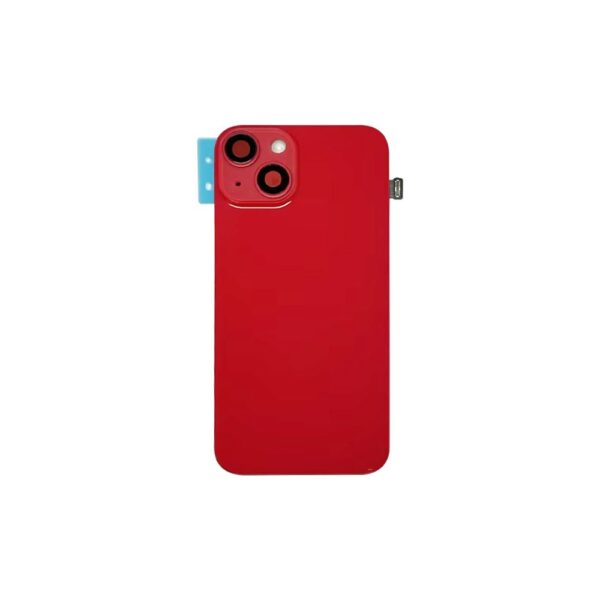 Back Glass w/ Camera Lens / Steel Plate / Wireless NFC Charging MagSafe Magnet / Flashlight Flex for iPhone 14 (No Logo) (Red)
