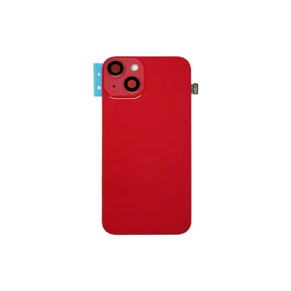 Back Glass Cover w/ Wireless NFC w/ Flash Flex / Magnet / Camera Lens / Camera Bezel / Metal Plate for iPhone 14 Plus (Red)