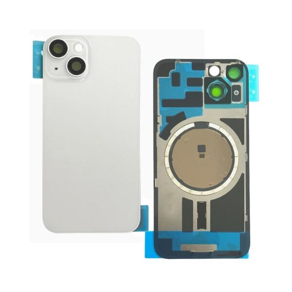 Back Glass Cover w/ Camera Lens Plus Magnet for iPhone 14 (Starlight) (No logo)