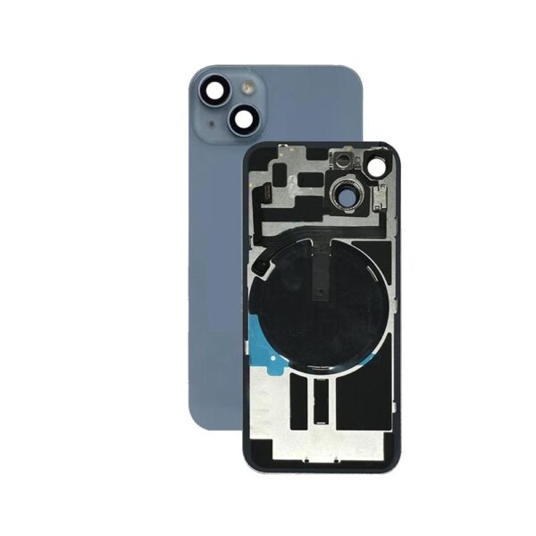 Back Glass w/ Small Parts for iPhone 14 (US Version) (Grade A) (Blue)