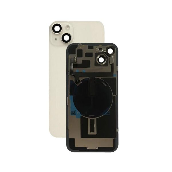 Back Glass w/ Small Parts for iPhone 14 (US Version) (Grade A) (Starlight)