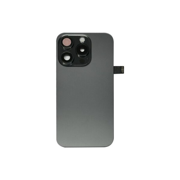 Back Glass w/ Camera Lens / Steel Plate / Wireless NFC Charging MagSafe Magnet / Flashlight Flex for iPhone 15 Pro (No Logo) (Black Titanium)