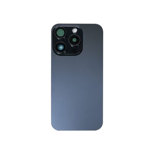 Back Glass w/ Camera Lens / Steel Plate / Wireless NFC Charging MagSafe Magnet for iPhone 15 Pro Max (No Logo) (Blue Titanium)