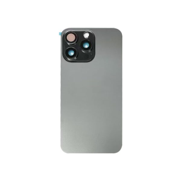 Back Glass w/ Camera Lens / Steel Plate / Wireless NFC Charging MagSafe Magnet for iPhone 15 Pro Max (No Logo) (Black Titanium)