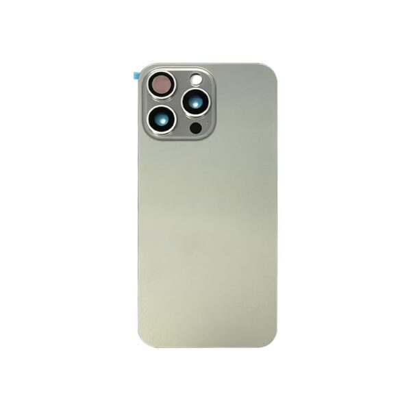 Back Glass w/ Camera Lens / Steel Plate / Wireless NFC Charging MagSafe Magnet for iPhone 15 Pro Max (No Logo) (Natural Titanium)
