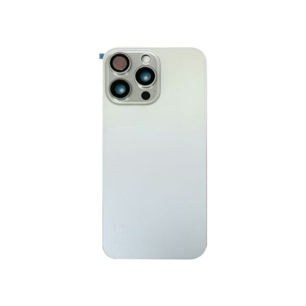 Back Glass w/ Camera Lens / Steel Plate / Wireless NFC Charging MagSafe Magnet for iPhone 15 Pro Max (No Logo) (White Titanium)
