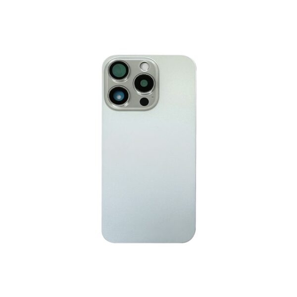 Back Glass w/ Camera Lens / Steel Plate / Wireless NFC Charging MagSafe Magnet for iPhone 15 Pro (No Logo) (White Titanium)