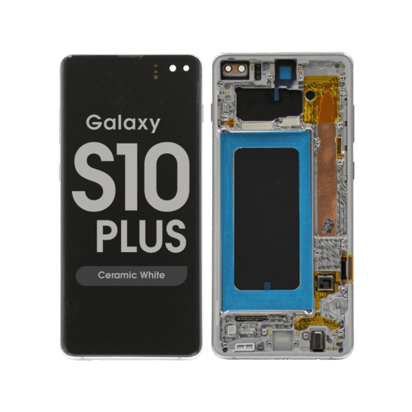 OLED Screen and Digitizer Assembly w/ Frame for Samsung Galaxy S10 Plus (G975) (Ceramic White)