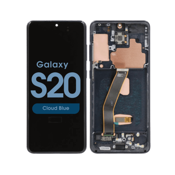 Soft OLED Screen and Digitizer Assembly w/ Frame for Samsung Galaxy S20 (All Carriers except Verizon 5G UW) (G980) (Cloud Blue)