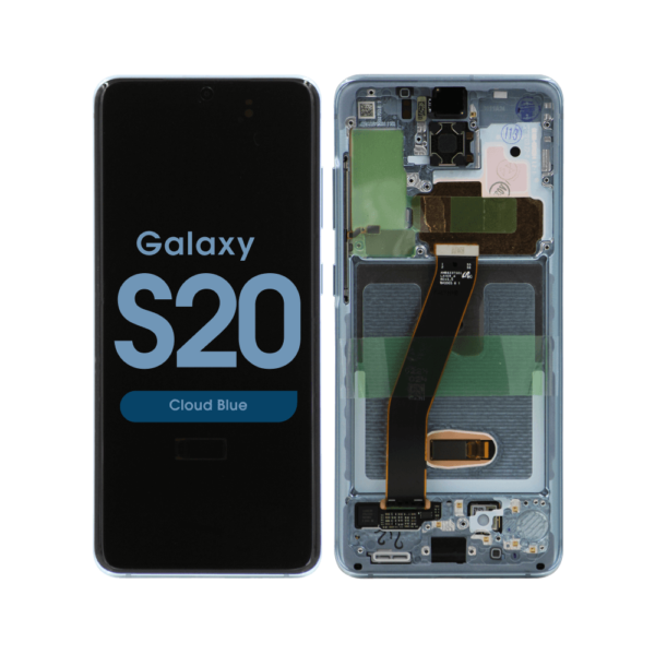 OLED Screen and Digitizer Assembly w/ Frame for Samsung Galaxy S20 (All Carriers except Verizon 5G UW) (G980) (Cloud Blue)