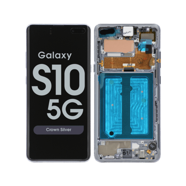 OLED Screen and Digitizer Assembly w/ Frame for Samsung Galaxy S10 5G (G977) (Crown Silver)