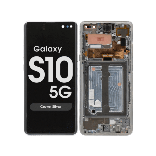 OLED Screen and Digitizer Assembly w/ Frame for Samsung Galaxy S10 5G (G977) (Crown Silver)