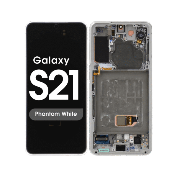 OLED Screen and Digitizer Assembly w/ Frame for Samsung Galaxy S21 (Must Transfer Antenna for Verizon) (G991) (Grade C) (Phantom White)