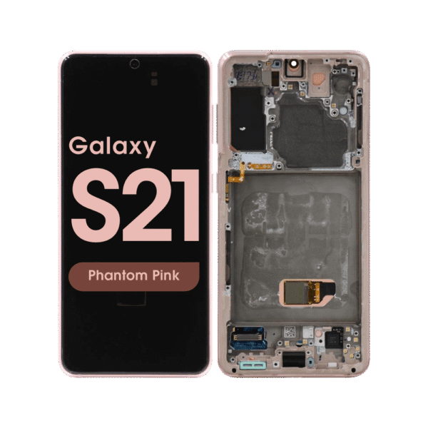 Soft OLED Screen and Digitizer Assembly w/ Frame for Samsung Galaxy S21 (Must Transfer Antenna for Verizon) (G991) (Phantom Pink)