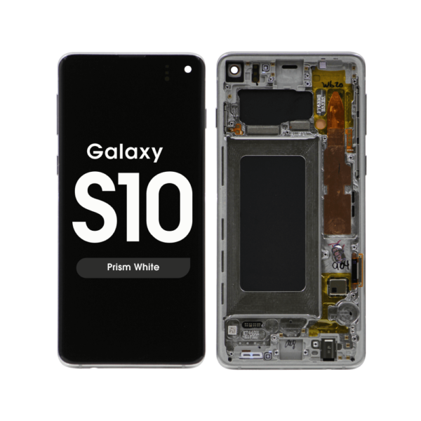 OLED Screen and Digitizer Assembly w/ Frame for Samsung Galaxy S10 (G973) (Prism White)
