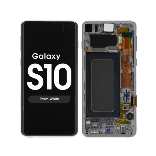 OLED Screen and Digitizer Assembly w/ Frame for Samsung Galaxy S10 (G973) (Prism White)
