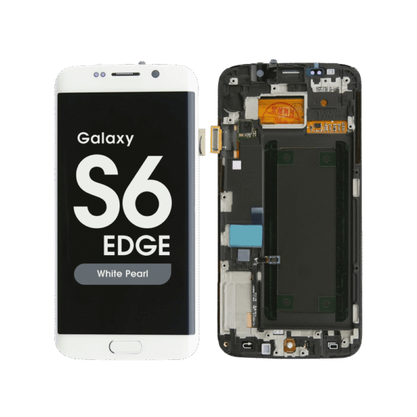 OLED Screen and Digitizer Assembly w/ Frame for Samsung Galaxy S6 Edge (G925) (White Pearl)