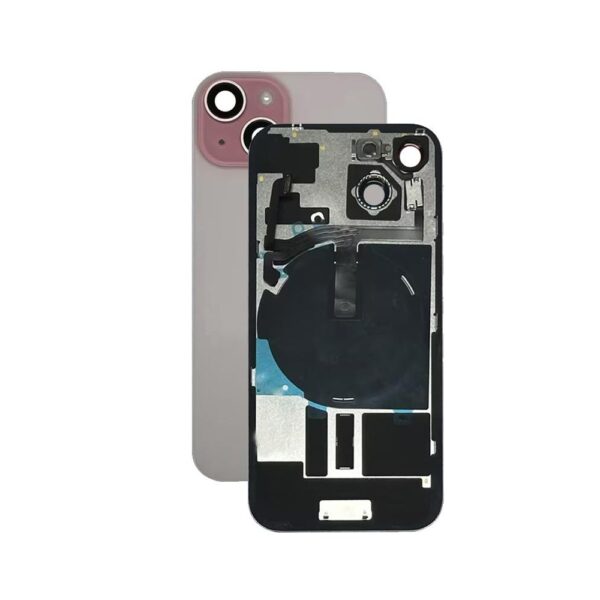 Back Glass w/ Small Parts for iPhone 15 (US Version) (Grade A) (Pink)