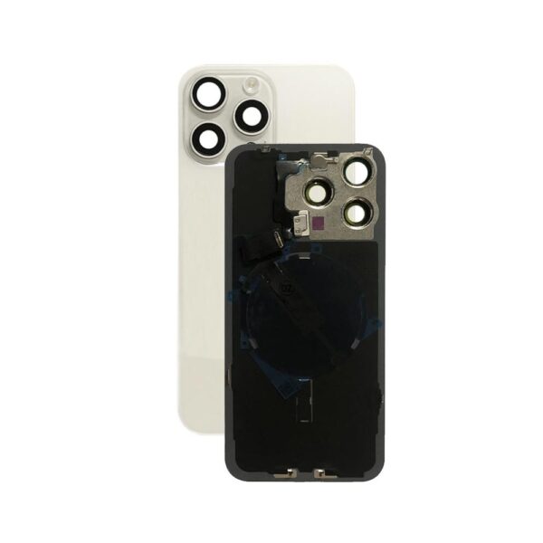 Back Glass w/ Small Parts for iPhone 15 Pro Max (US Version) (Grade A) (White Titanium)