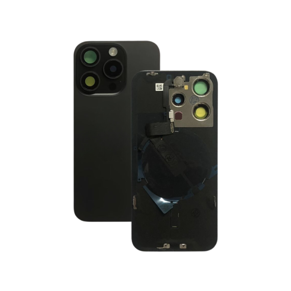 Back Glass w/ Small Parts for iPhone 15 Pro (US Version) (Grade A) (Black Titanium)