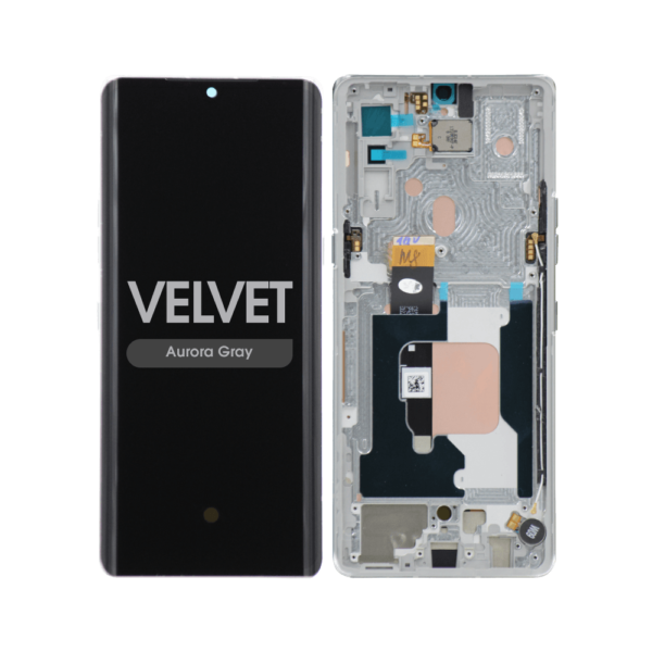 OLED Screen and Digitizer Assembly w/ Frame for LG Velvet (G9) (Verizon UW) (Aurora Gray)