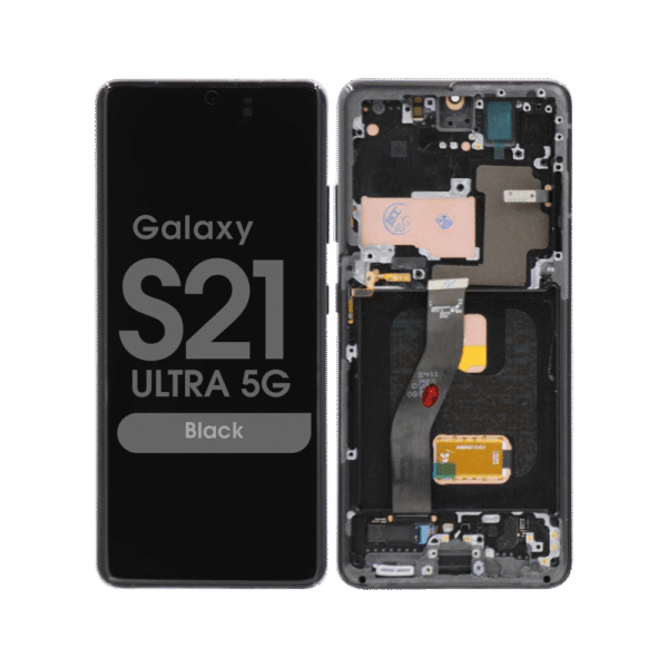 Soft OLED Screen and Digitizer Assembly w/ Frame for Samsung Galaxy S21 Ultra 5G (Must Transfer Antenna for Verizon) (G998) (Black)