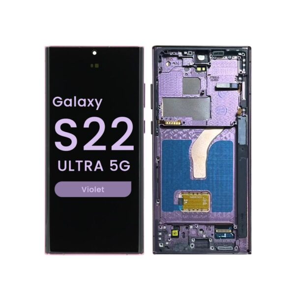 OLED Screen and Digitizer Assembly w/ Frame for Samsung Galaxy S22 Ultra 5G (S908U) (US Version) (Burgundy)