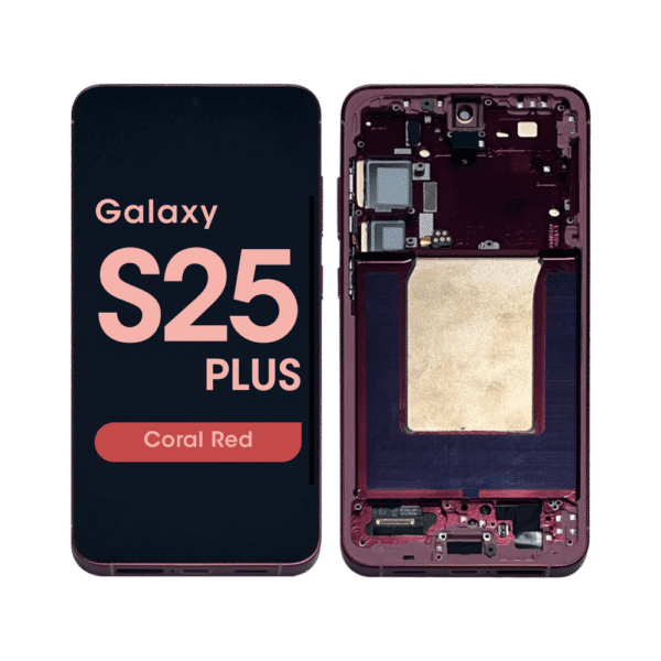 Soft OLED Screen and Digitizer Assembly w/ Frame for Samsung Galaxy S25 Plus (S936) (Coral Red)