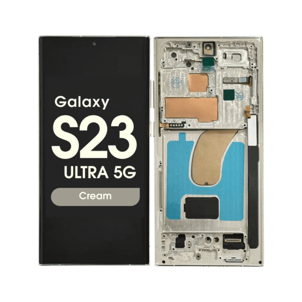 Soft OLED Screen and Digitizer Assembly w/ Frame for Samsung Galaxy S23 Ultra 5G (S918) (Cream)