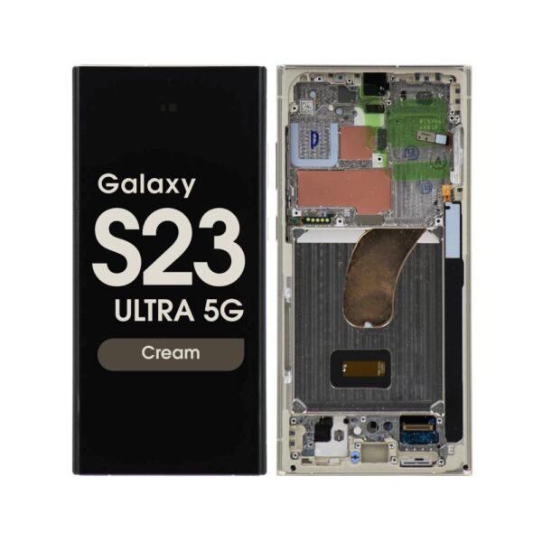 OLED Screen and Digitizer Assembly w/ Frame for Samsung Galaxy S23 Ultra 5G (S918) (US / International Version) (Cream)