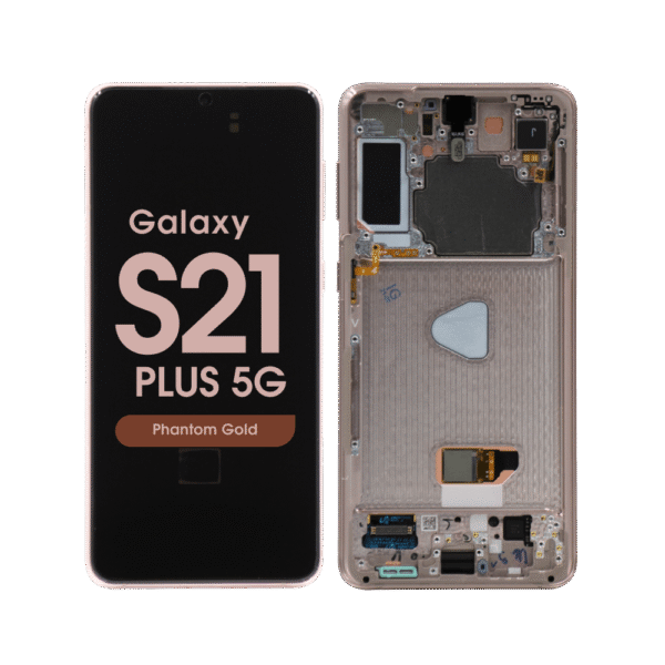 OLED Screen and Digitizer Assembly w/ Frame for Samsung Galaxy S21 Plus 5G (Must Transfer Antenna for Verizon) (G996) (Phantom Gold)