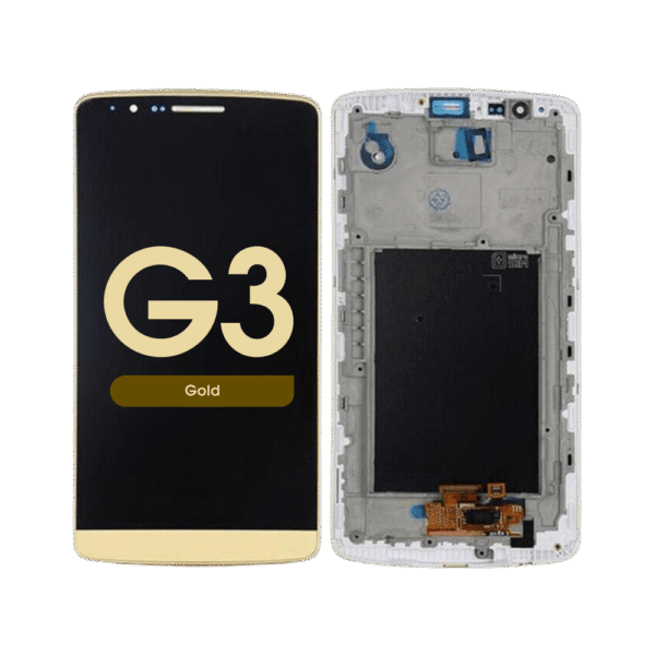 Complete Assembly - LCD Screen and Digitizer Assembly w/ Frame for LG G3 (D850 / D851 / D855 / VS985 / LS990) (Gold)