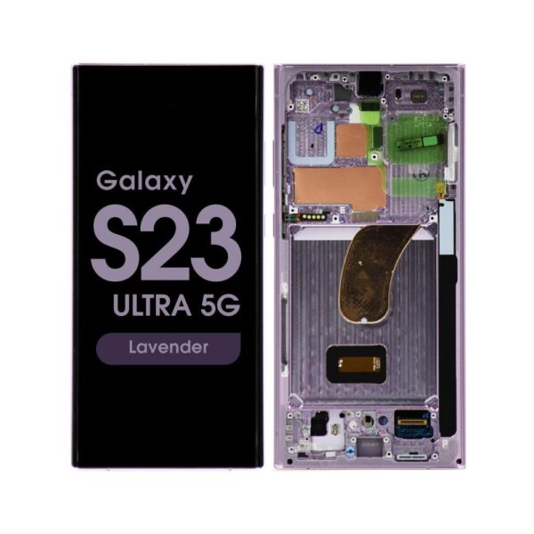 Soft OLED Screen and Digitizer Assembly w/ Frame for Samsung Galaxy S23 Ultra 5G (S918) (Lavender)