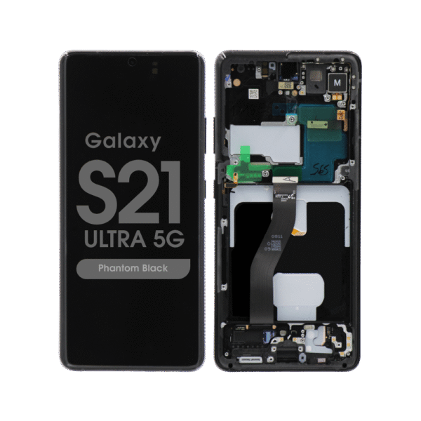 OLED Screen and Digitizer Assembly w/ Frame for Samsung Galaxy S21 Ultra 5G (Must Transfer Antenna for Verizon) (G998) (Phantom Black)