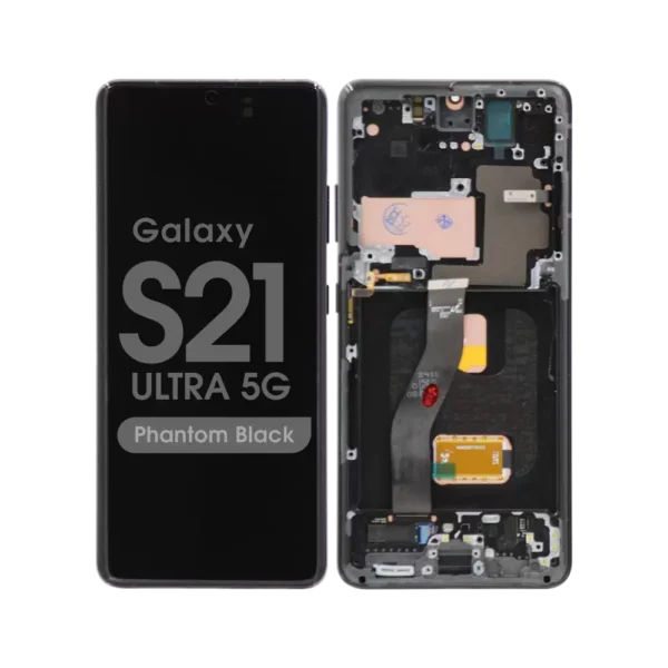 OLED Screen and Digitizer Assembly w/ Frame for Samsung Galaxy S21 Ultra 5G (Must Transfer Antenna for Verizon) (G998) (Phantom Black)