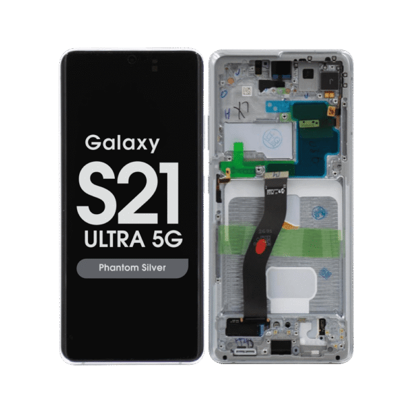 OLED Screen and Digitizer Assembly w/ Frame for Samsung Galaxy S21 Ultra 5G (Must Transfer Antenna for Verizon) (G998) (Phantom Silver)