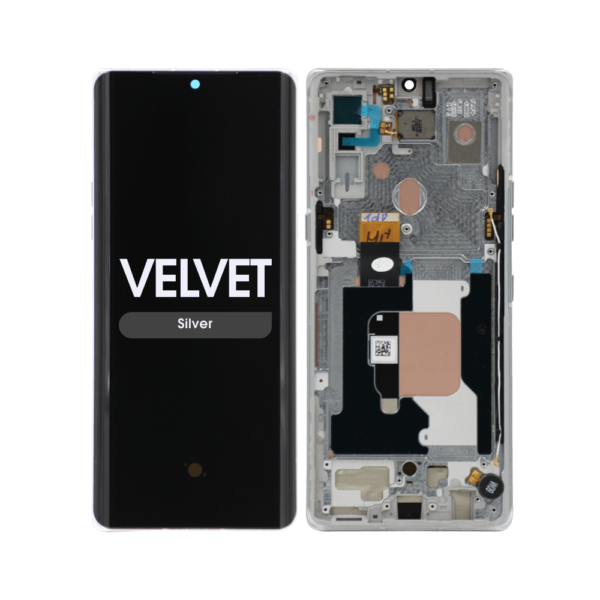 OLED Screen and Digitizer Assembly w/ Frame for LG Velvet (G9) (Verizon UW) (Silver)