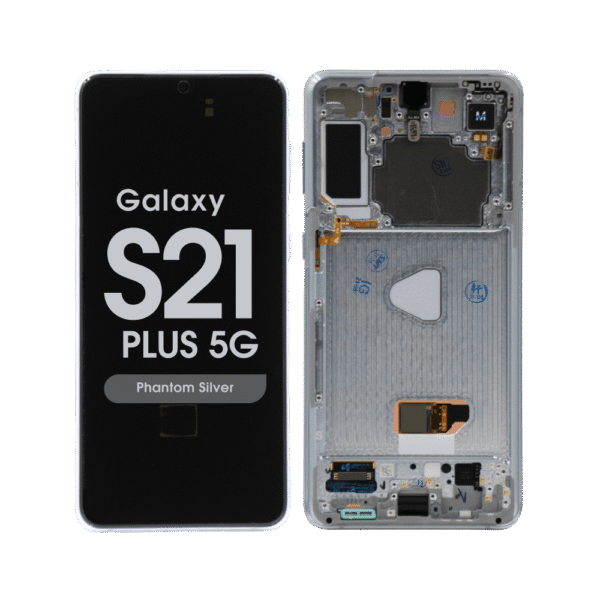 OLED Screen and Digitizer Assembly w/ Frame for Samsung Galaxy S21 Plus 5G (Must Transfer Antenna for Verizon) (G996) (Phantom Silver)