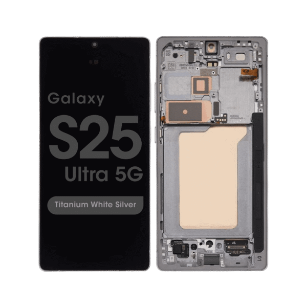 OLED Screen and Digitizer Assembly w/ Frame for Samsung Galaxy S25 Ultra 5G (S938) (Titanium White Silver)