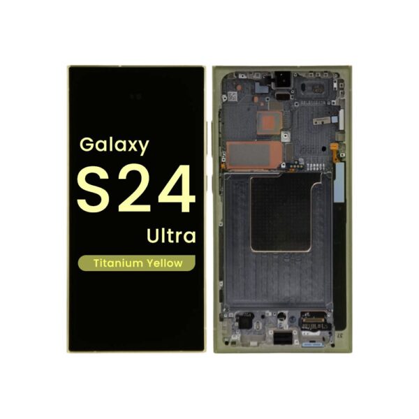 Soft OLED Screen and Digitizer Assembly w/ Frame for Samsung Galaxy S24 Ultra (S928) (Titanium Yellow)