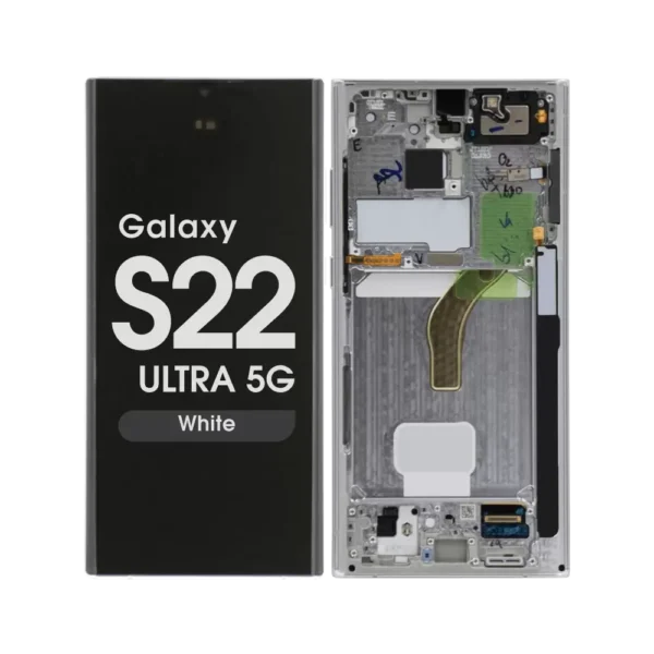 OLED Screen and Digitizer Assembly w/ Frame for Samsung Galaxy S22 Ultra 5G (S908) (White)