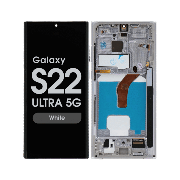 Soft OLED Screen and Digitizer Assembly w/ Frame for Samsung Galaxy S22 Ultra 5G (S908) (White)