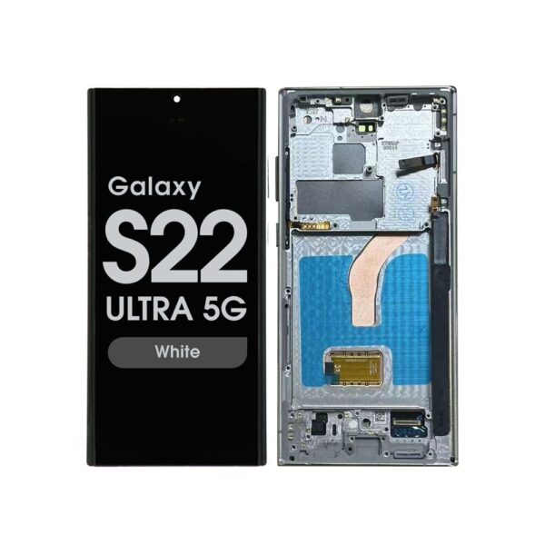 OLED Screen and Digitizer Assembly w/ Frame for Samsung Galaxy S22 Ultra 5G (S908U) (US Version) (White)