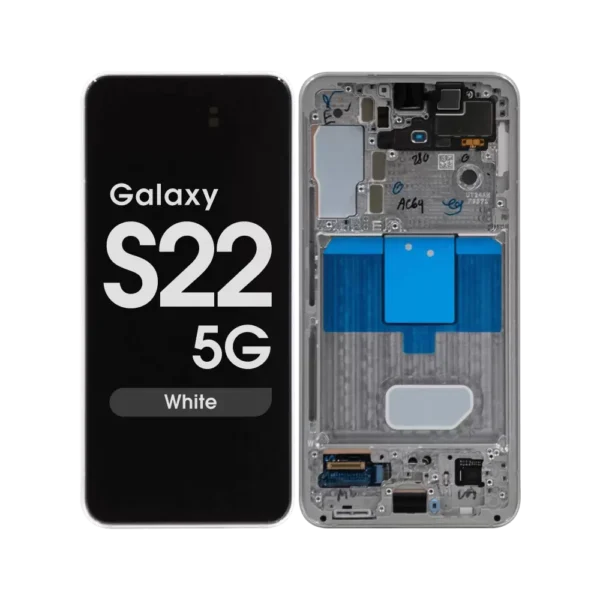 OLED Screen and Digitizer Assembly w/ Frame for Samsung Galaxy S22 5G (S901) (White)