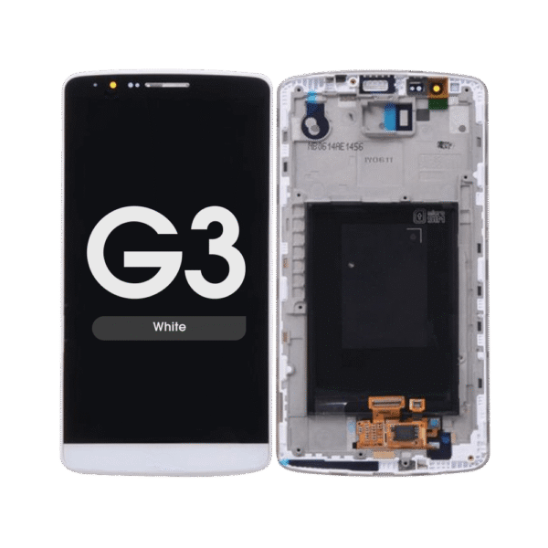 Complete Assembly - LCD Screen and Digitizer Assembly w/ Frame for LG G3 (D850 / D851 / D855 / VS985 / LS990) (White)